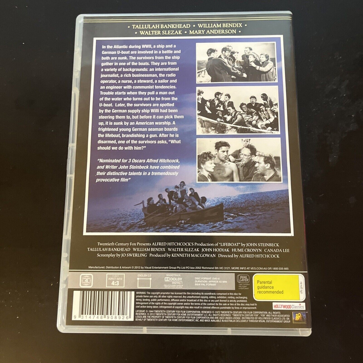 Alfred Hitchcock's Lifeboat (DVD, 1944) Tulluliah Bankhead Region 4 NEW
