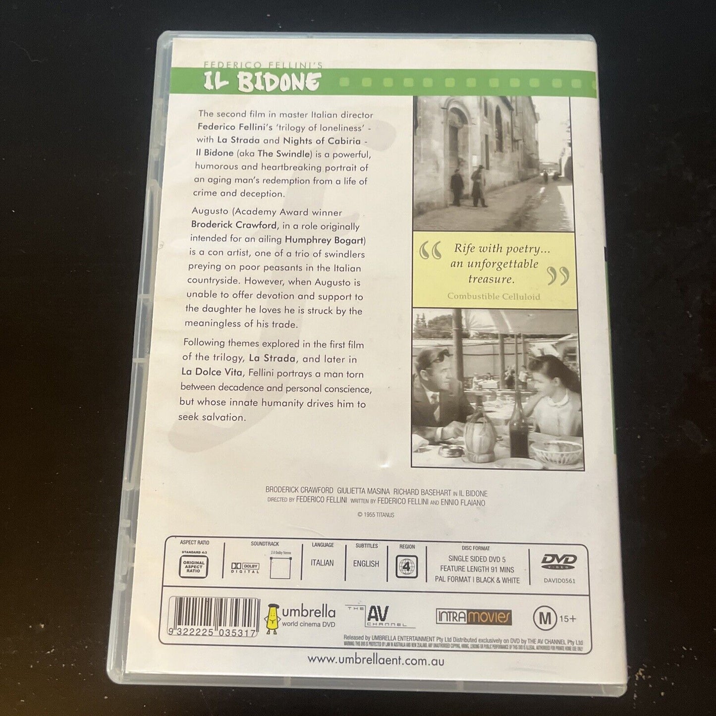 Il Bidone (DVD, 1955) Broderick Crawford, Federico Fellini NEW Region 4