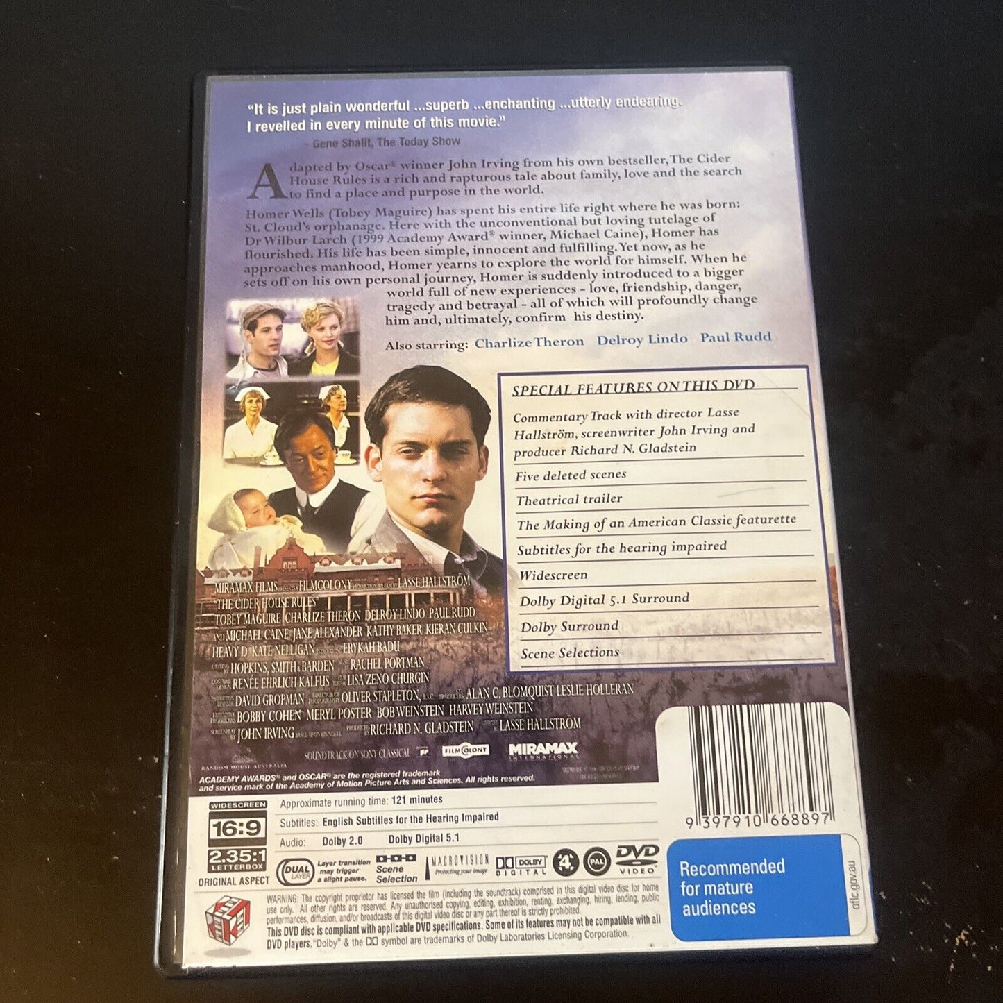 The Cider House Rules (DVD, 1999) Michael Caine, Tobey Maguire, Region 4