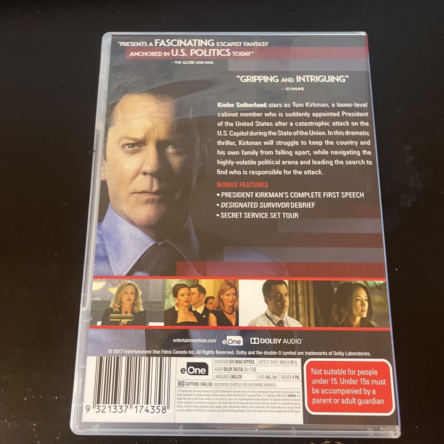 Designated Survivor : Season 1 (DVD, 2016, 6-Disc) Kiefer Sutherland NEW Region4
