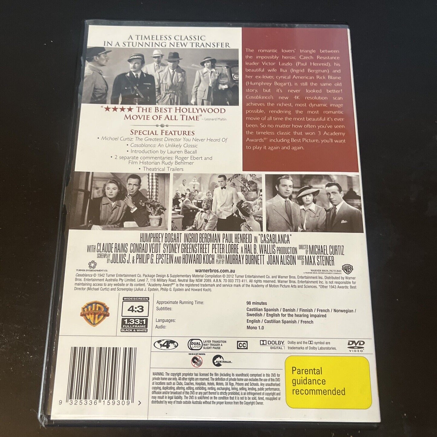 Casablanca (DVD, 1942) Humphrey Bogard, Ingrid Bergman NEW Region 4