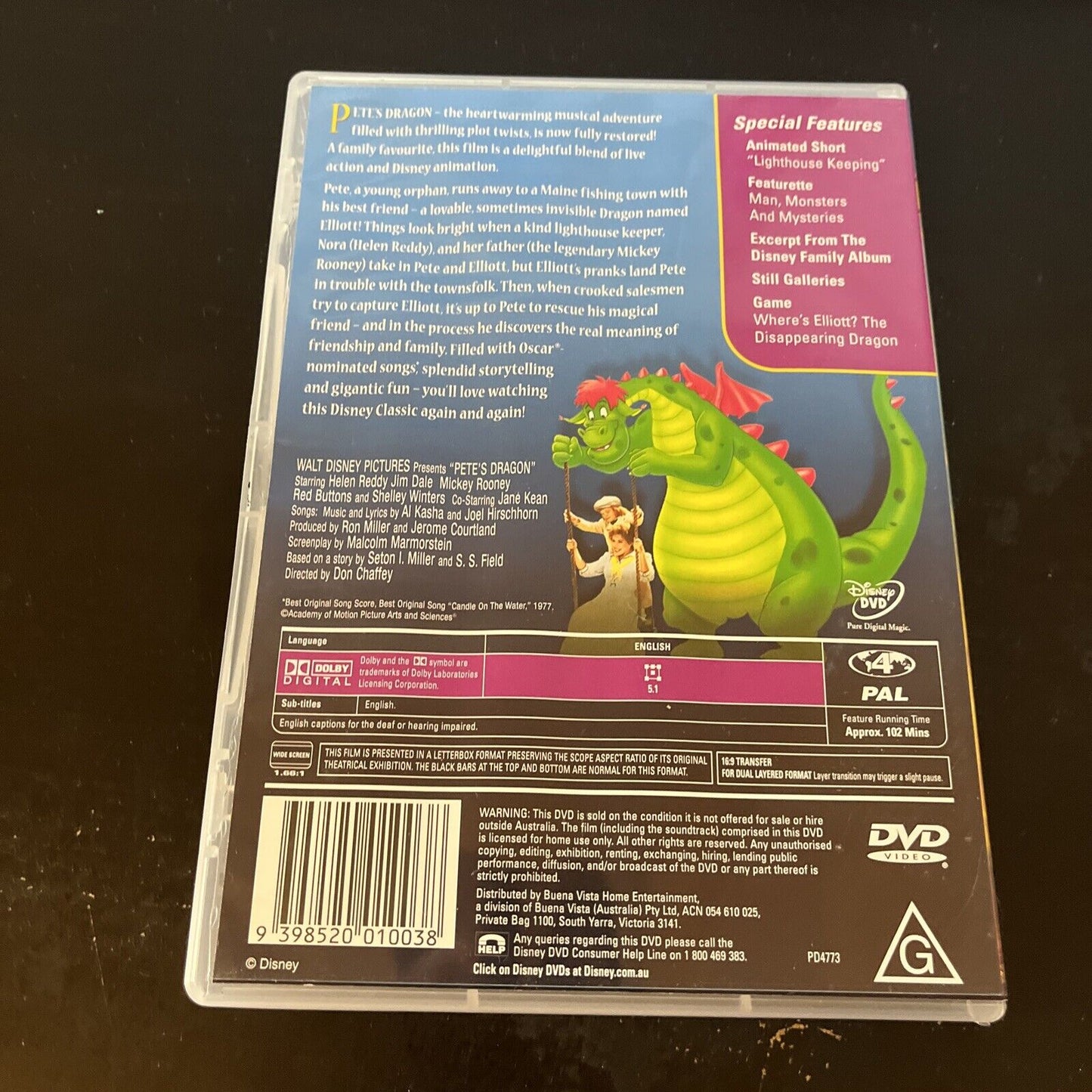 Pete's Dragon (DVD, 1977) Helen Reddy, Jim Dale, Mickey Rooney, NEW Region 4