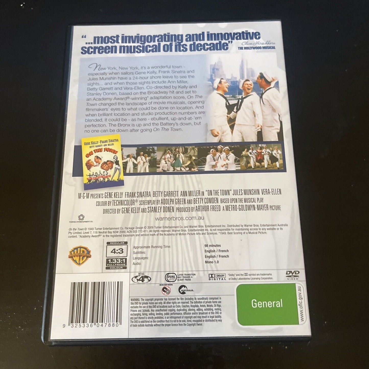 On The Town (DVD, 1949) Frank Sinatra, Gene Kelly NEW Region 4
