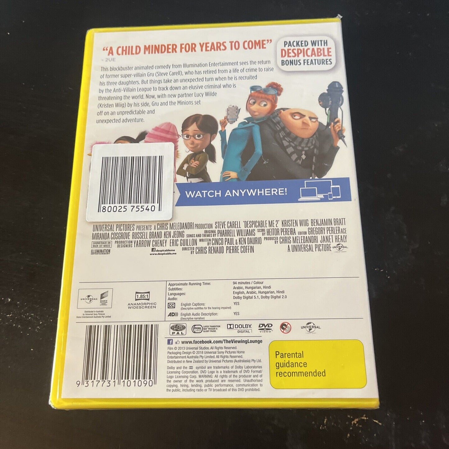 Despicable Me 2 (DVD, 2013) Steve Carell, Kristen Wiig, NEW Region 4 &2