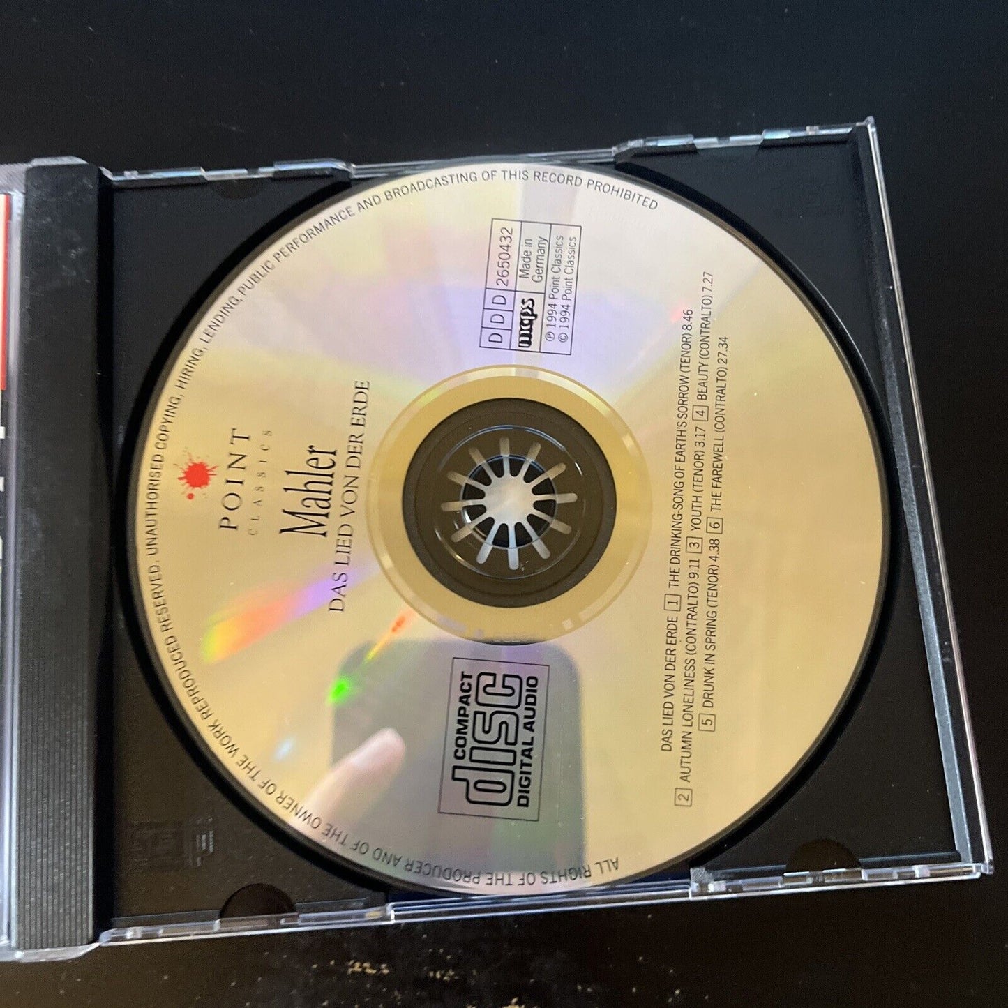 Point Classics Digital Recording - Mahler - Das Lied Von Der Erde (CD, 1994)