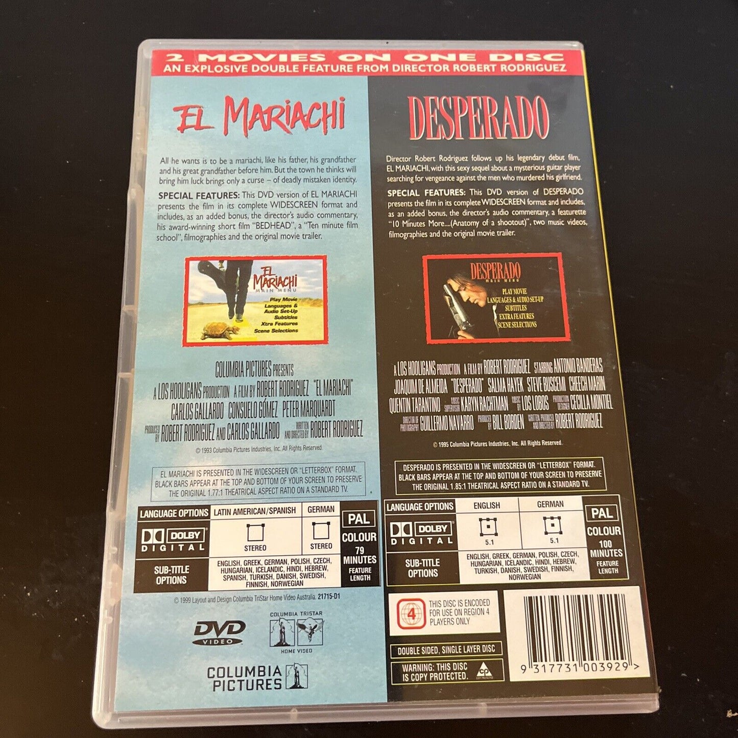 Desperado / El Mariachi (DVD, 1995) Quentin Tarantino, Antonio Banderas Region4