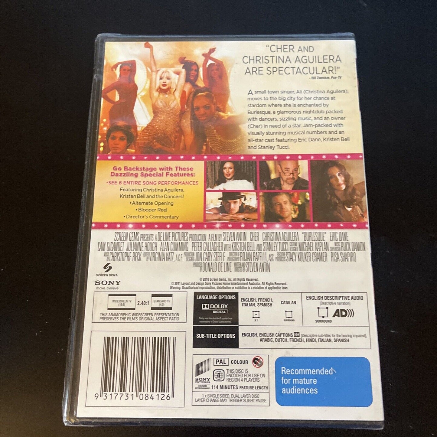 *New Sealed* Burlesque (DVD, 2010) Christina Aguilera, Cher Region 4