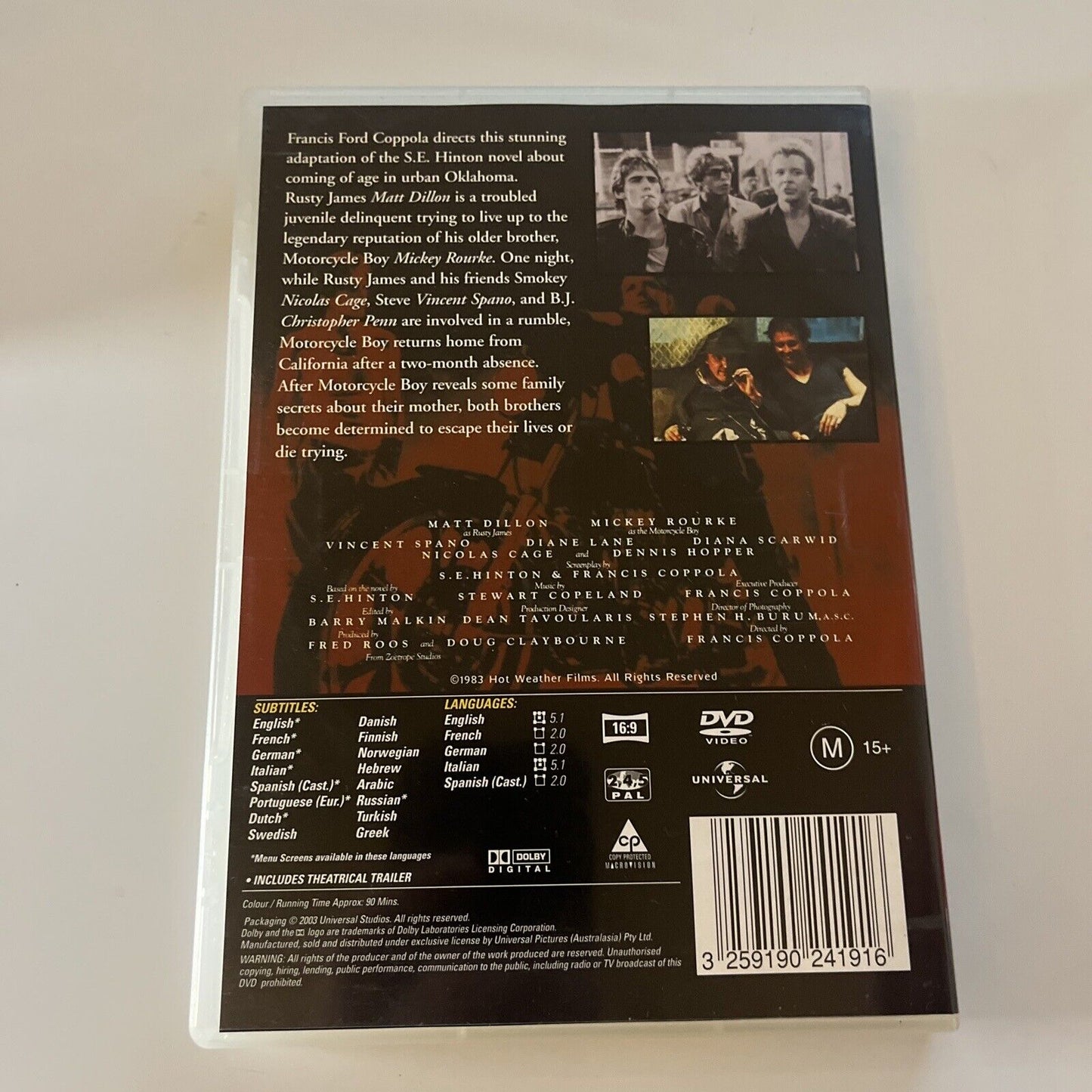 Rumble Fish (DVD, 1983) Nicolas Cage, Matt Dillon, Dennis Hopper NEW Region 4 &2