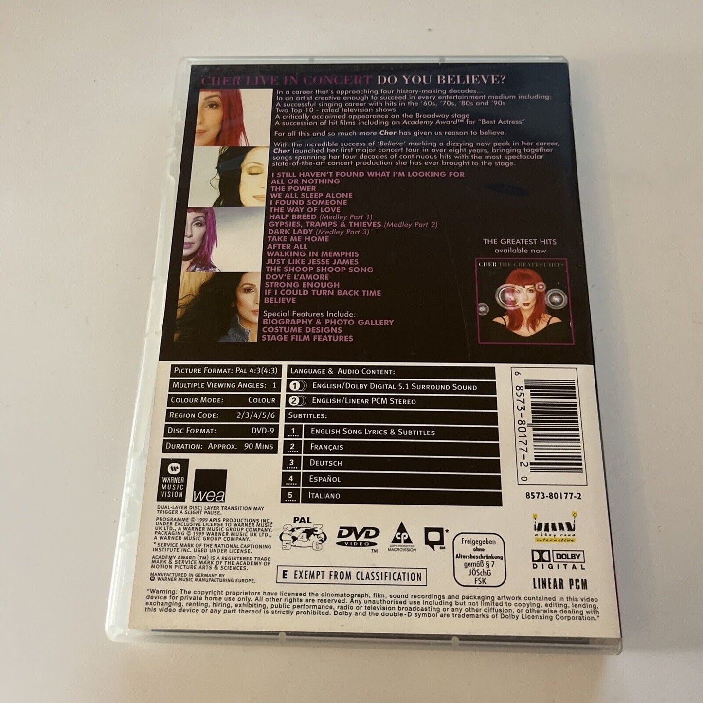 Cher - Live In Concert (DVD, 1999) NEW Region 4 &2