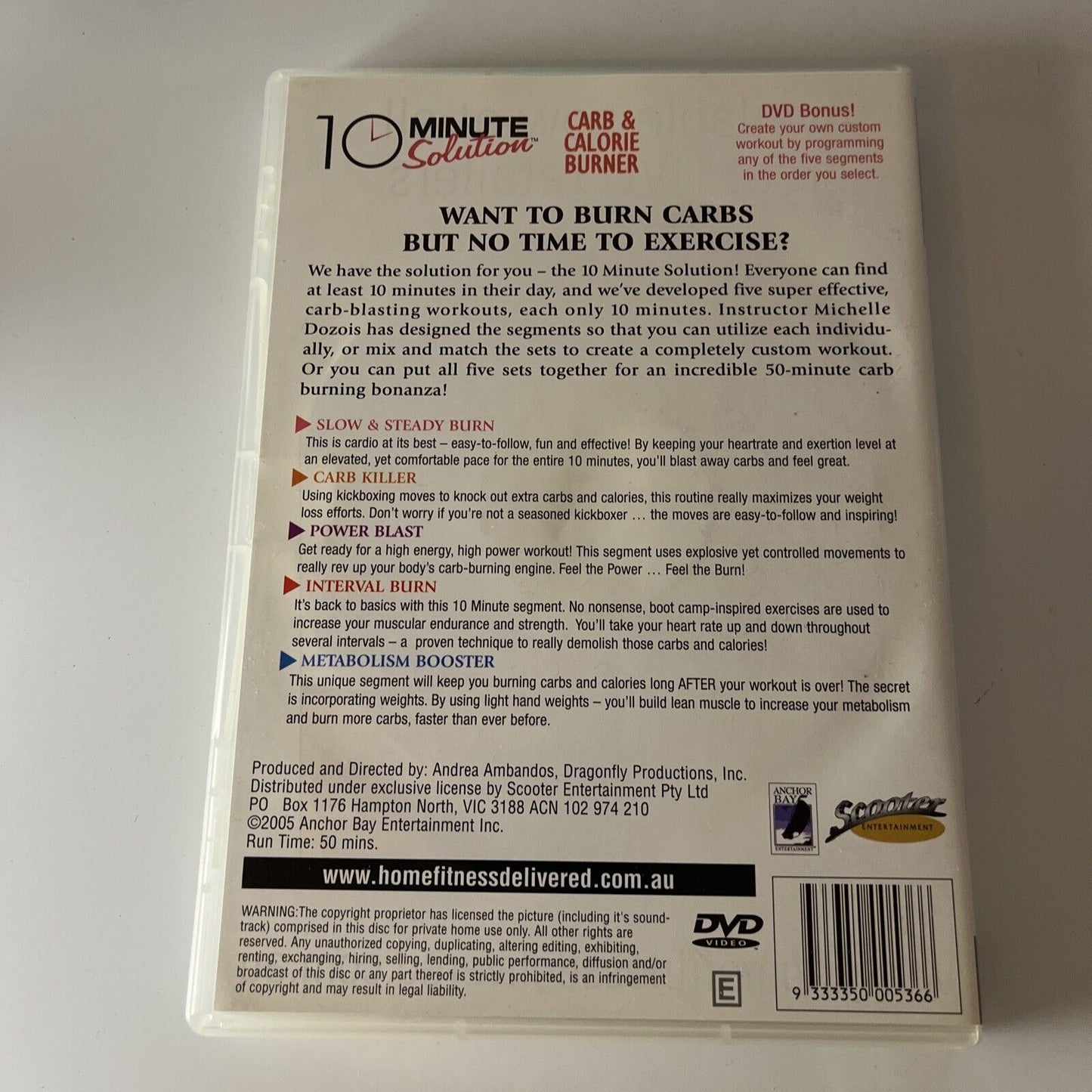 10 Minute Solution - Carb & Calorie Burner (DVD) NEW Michelle Dozois All Regions