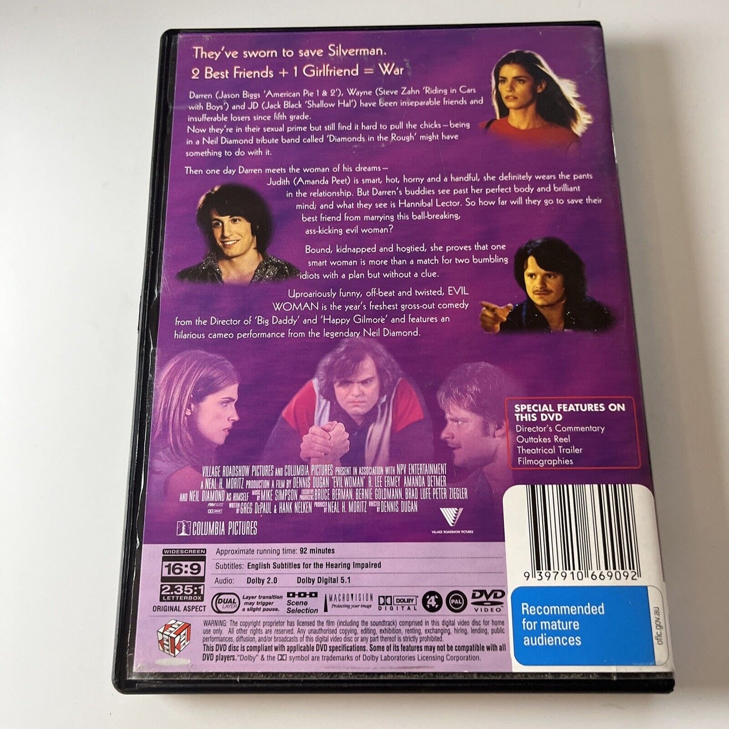 Evil Woman (DVD, 2001) Neil Diamond, Amanda Detmer, Jack Black NEW Region 4