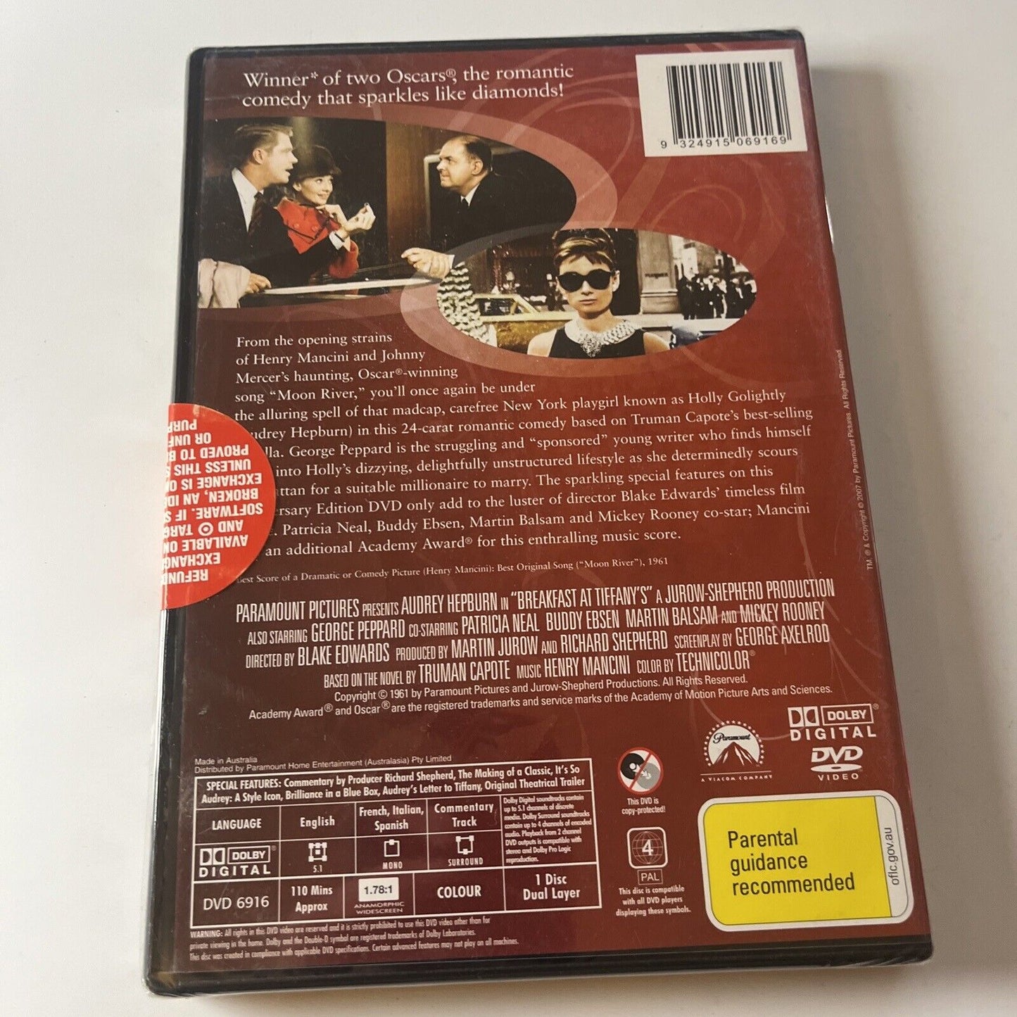 Breakfast At Tiffany's (Anniversary Edition, DVD, 1961) Region 4 *New Sealed*