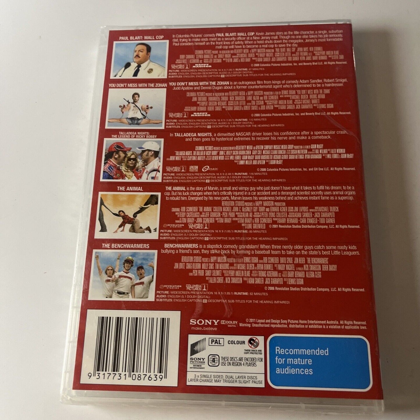 The Animal / Benchwarmers / Mall Cop / Tallageda Nights / Zohan DVD *New Sealed*