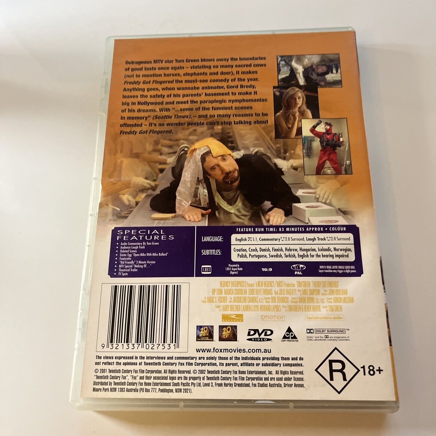 Freddy Got Fingered (DVD, 2001) Tom Green, Eddie Kaye Thomas, Rip Torn Region 4