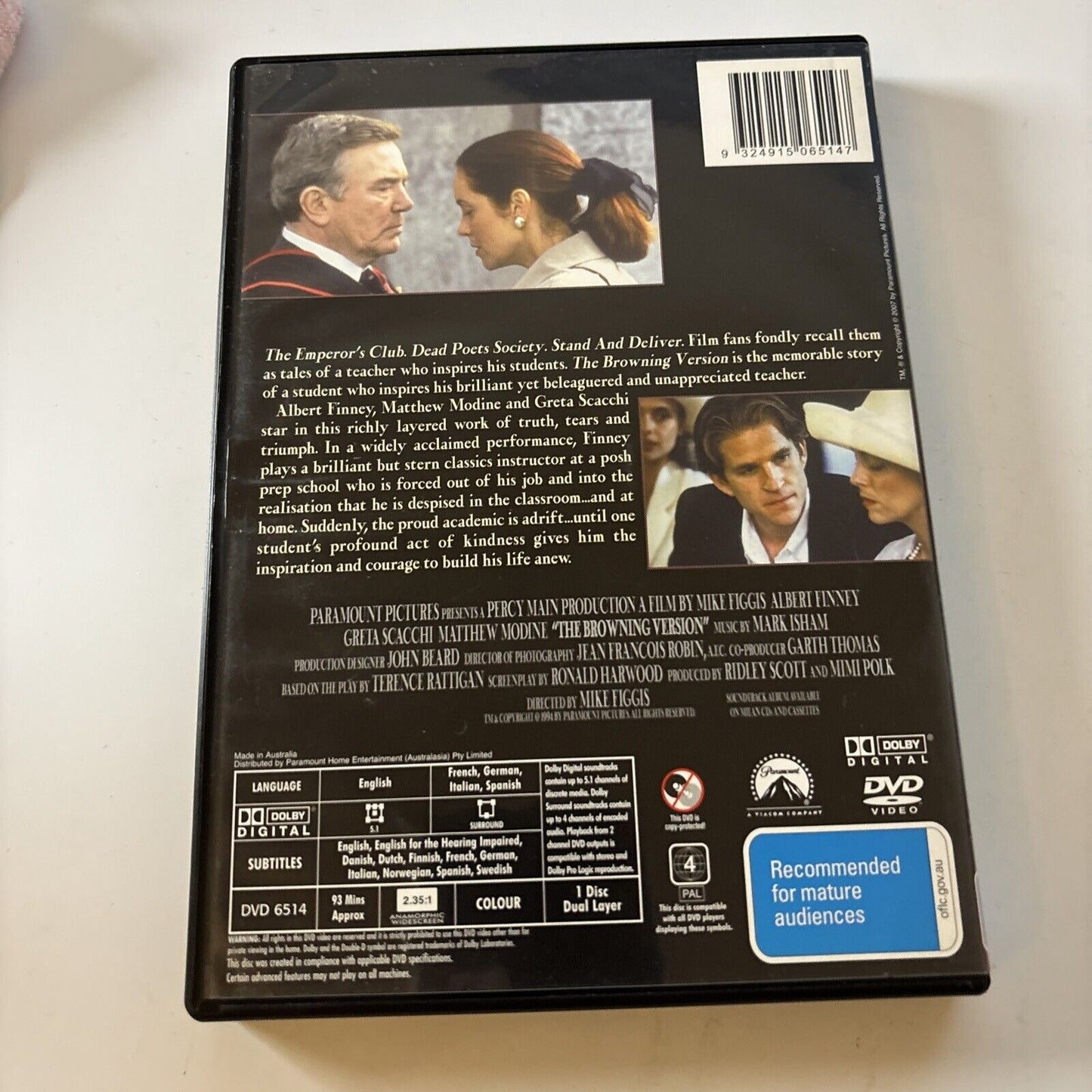 The Browning Version (DVD, 1994) Albert Finney, Greta Scacchi Region 4 NEW