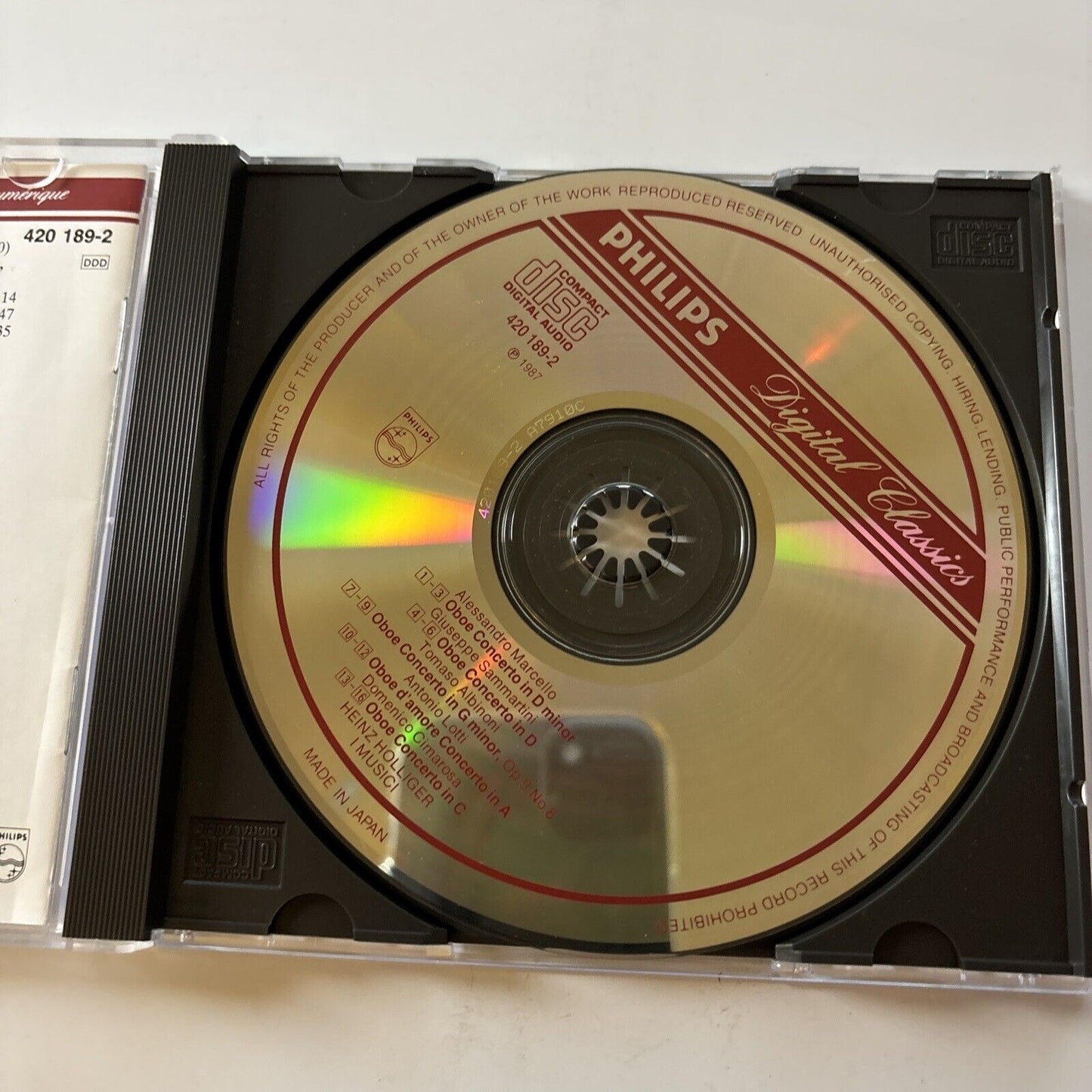 Heinz Holliger I Musici - Concerti Per Oboe (CD, 1986) Obi Japan 28CD-3171