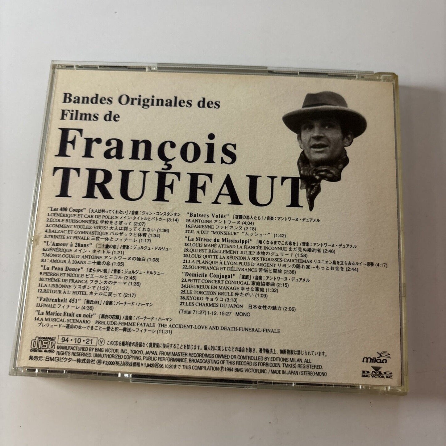 Francois Truffaut - Bandes Originales Des Films De (CD, 1994) BVCP-1072 Japan