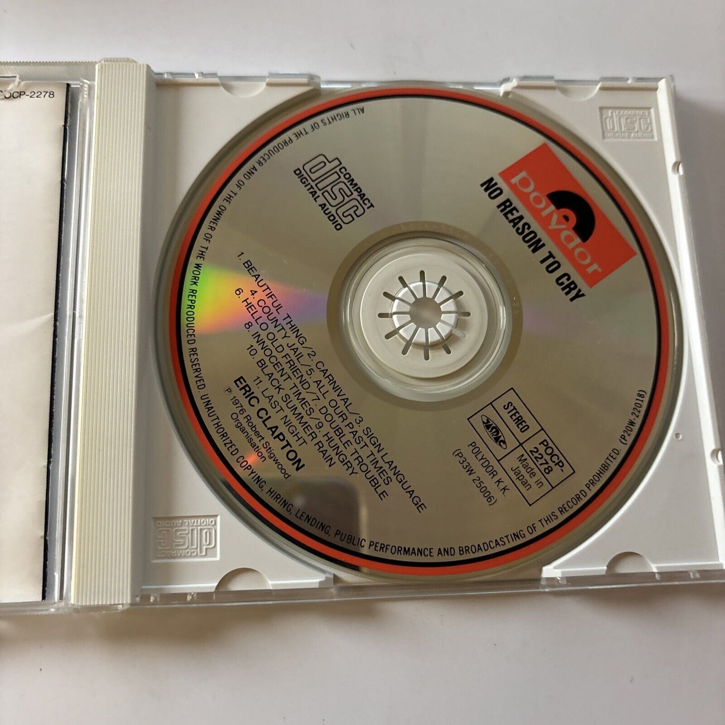 Eric Clapton - No Reason To Cry (CD, 1993) Pocp-2278 Japan