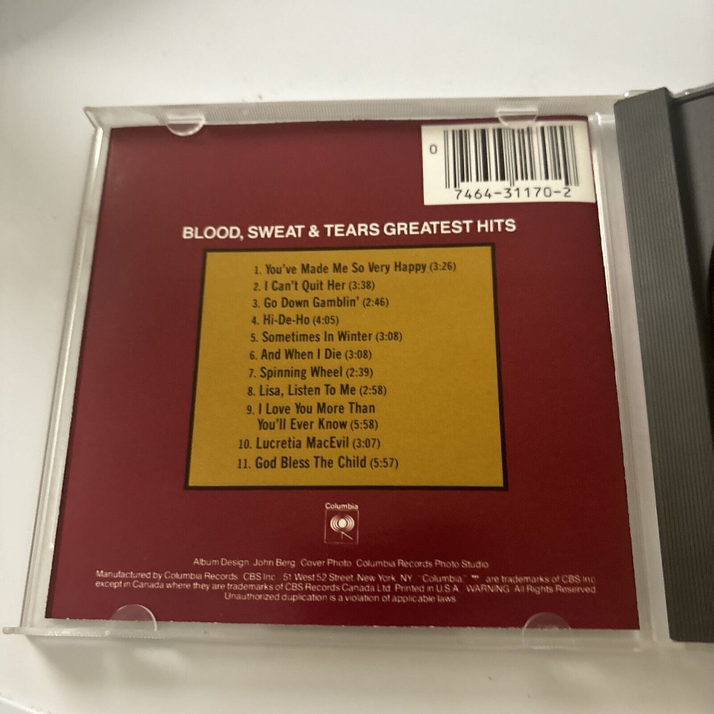 Blood, Sweat & Tears - Blood, Sweat & Tears' Greatest Hits (CD, 1990)
