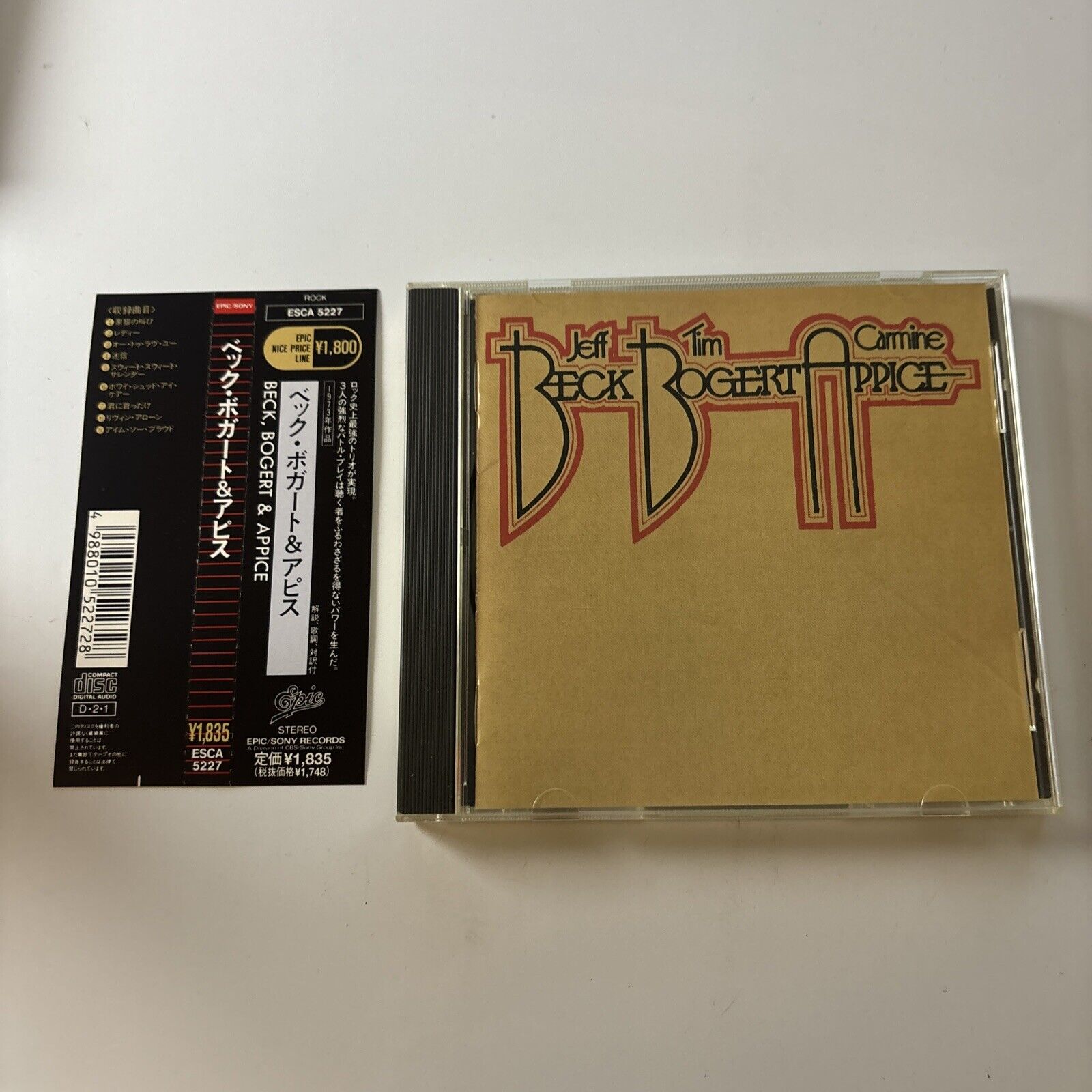 Jeff Beck, Tim Bogert, Carmine Appice (CD, 1973) Obi Japan Esca 