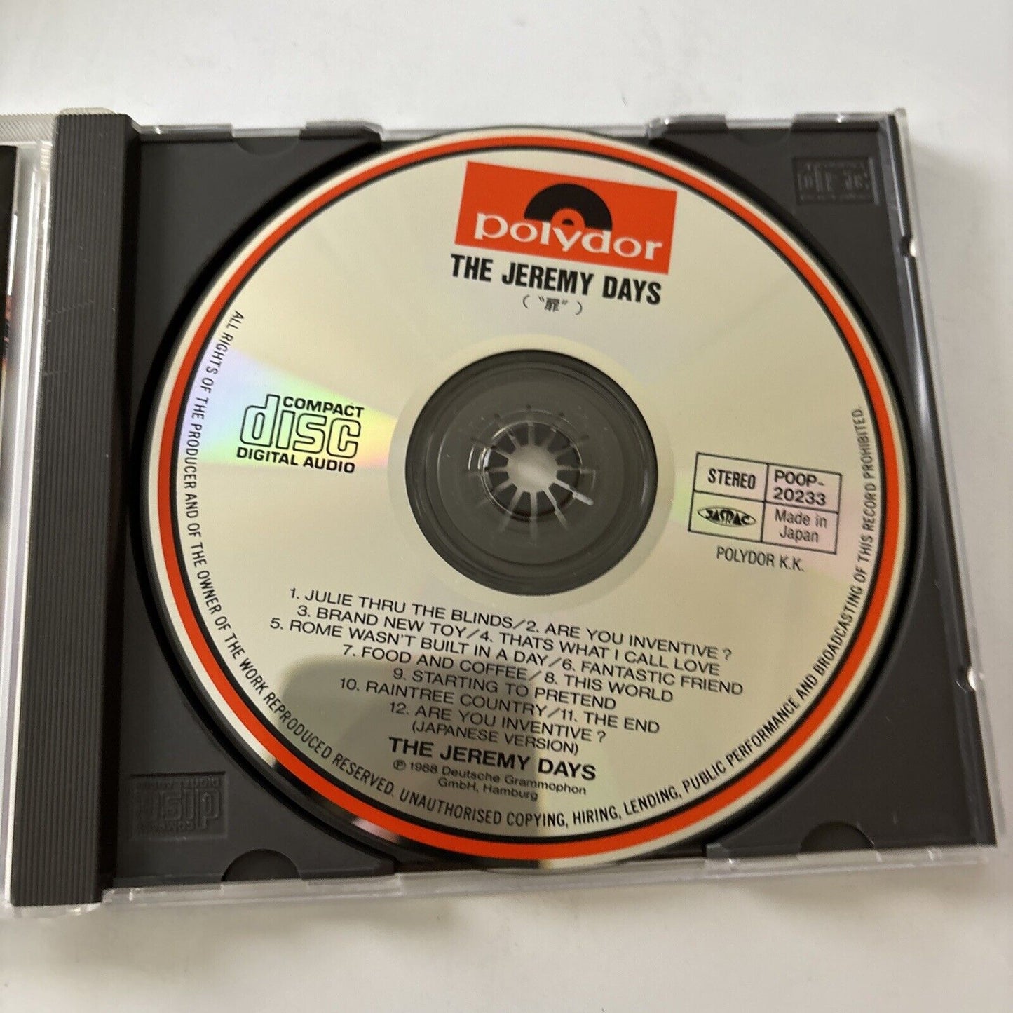 The Jeremy Days By The Jeremy Days (CD, 1988) Japan Poop-20233