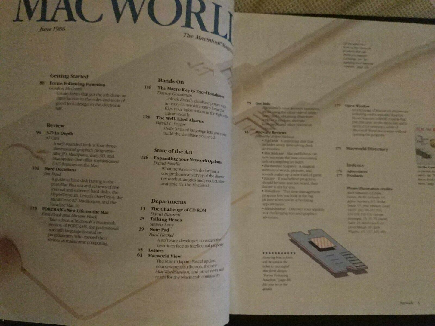 Macworld Magazine June 1986 Vintage Apple Macintosh magazine: Mac graphics in 3D