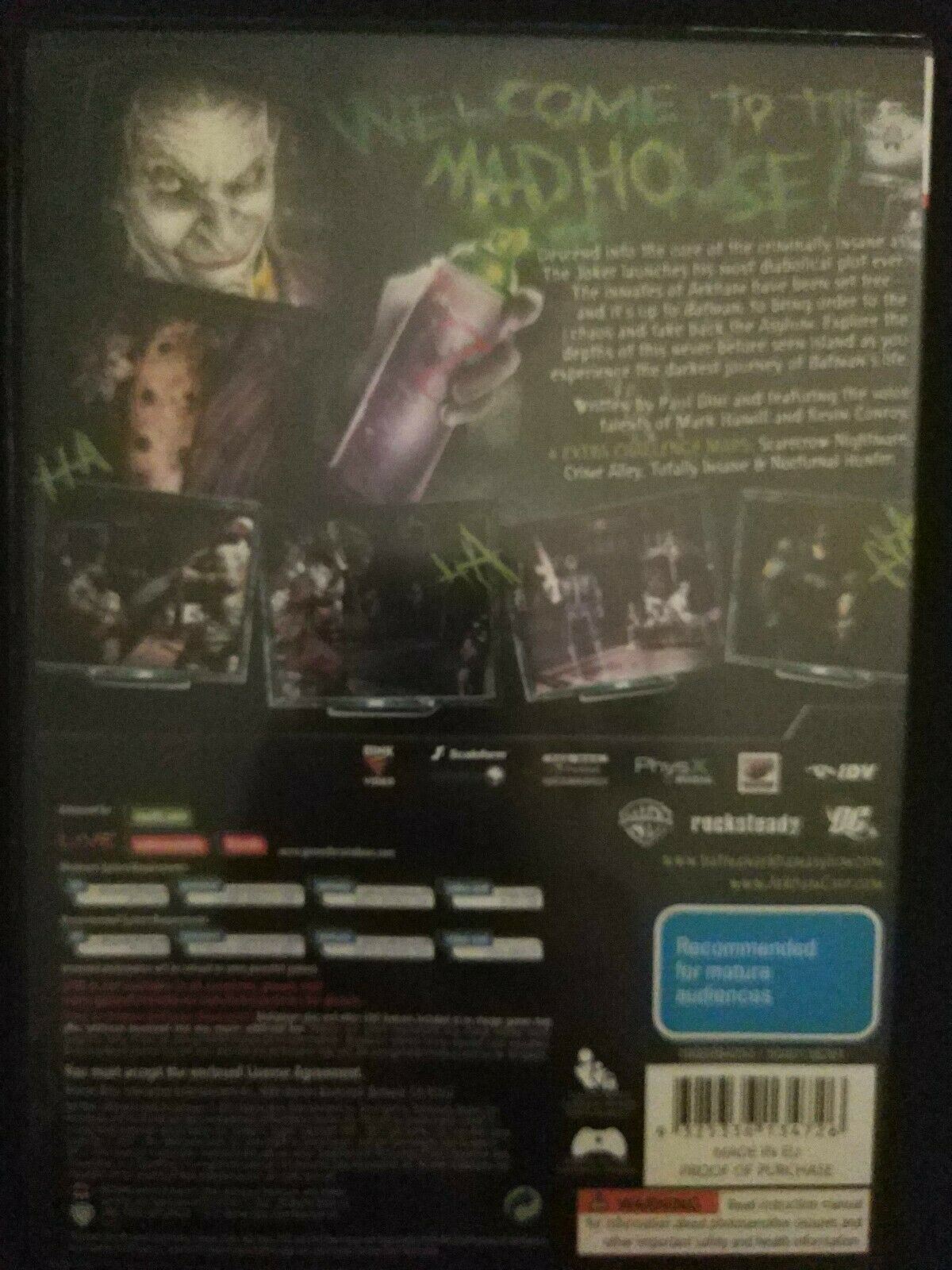 JUSTICE LEAGUE BATMAN: ARKHAM ASYLUM GAME OF THE YEAR EDITION PC GAMES DVD
