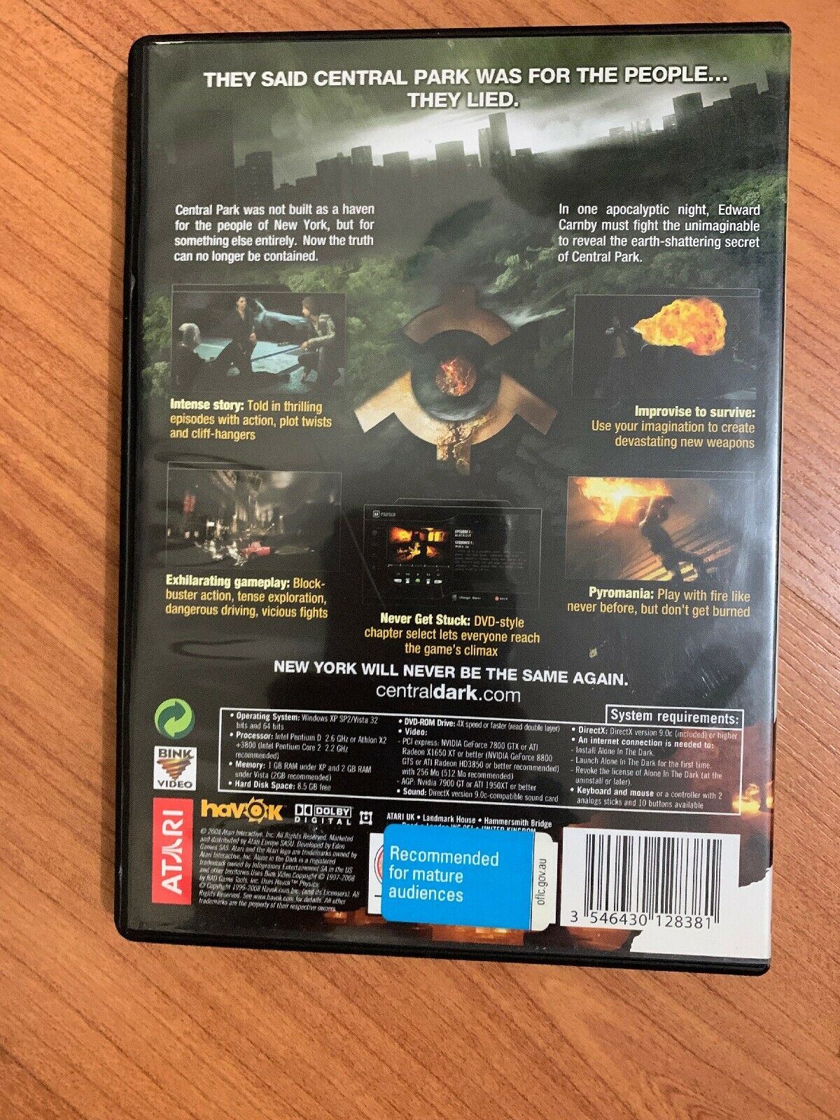 Alone in the Dark (PC, 2008) PC DVD Windows Game with Manual