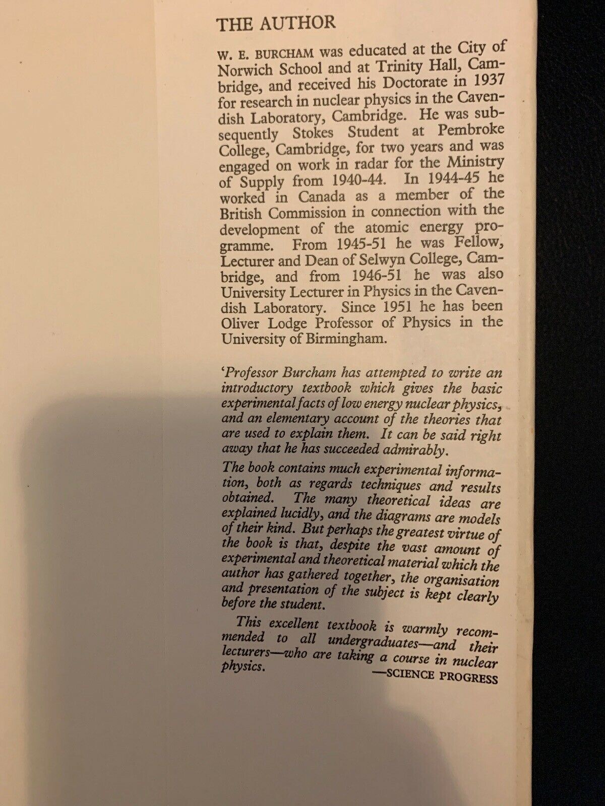 Nuclear Physics An Introduction W.E. Burcham 1967
