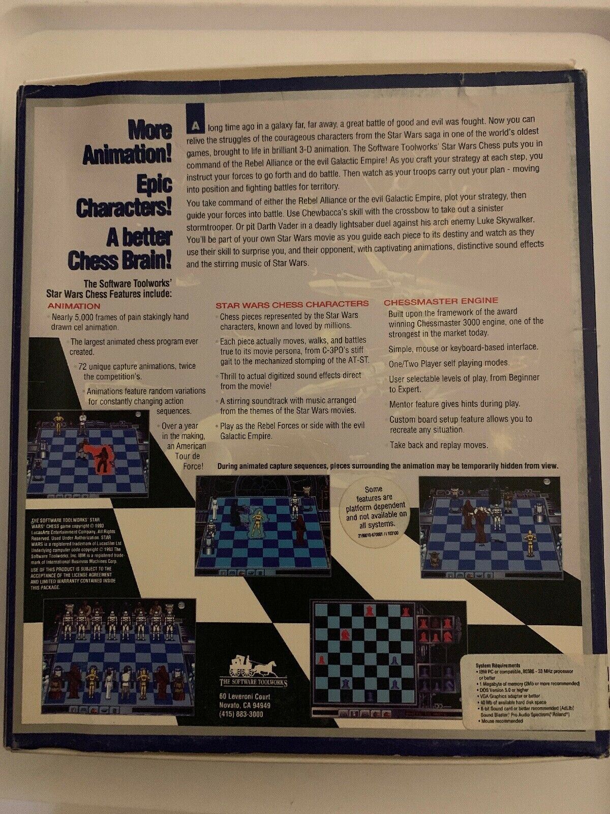 Star Wars Chess - The Software Toolworks Vintage Retro PC Game Complete Box RARE