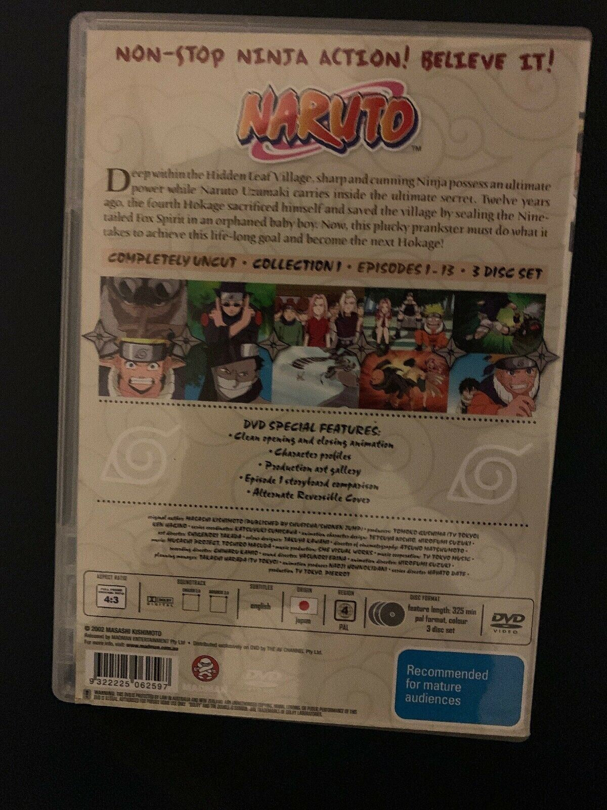 Naruto : Collection 1 : Eps 01-13 (DVD, Region 4) Madman Anime