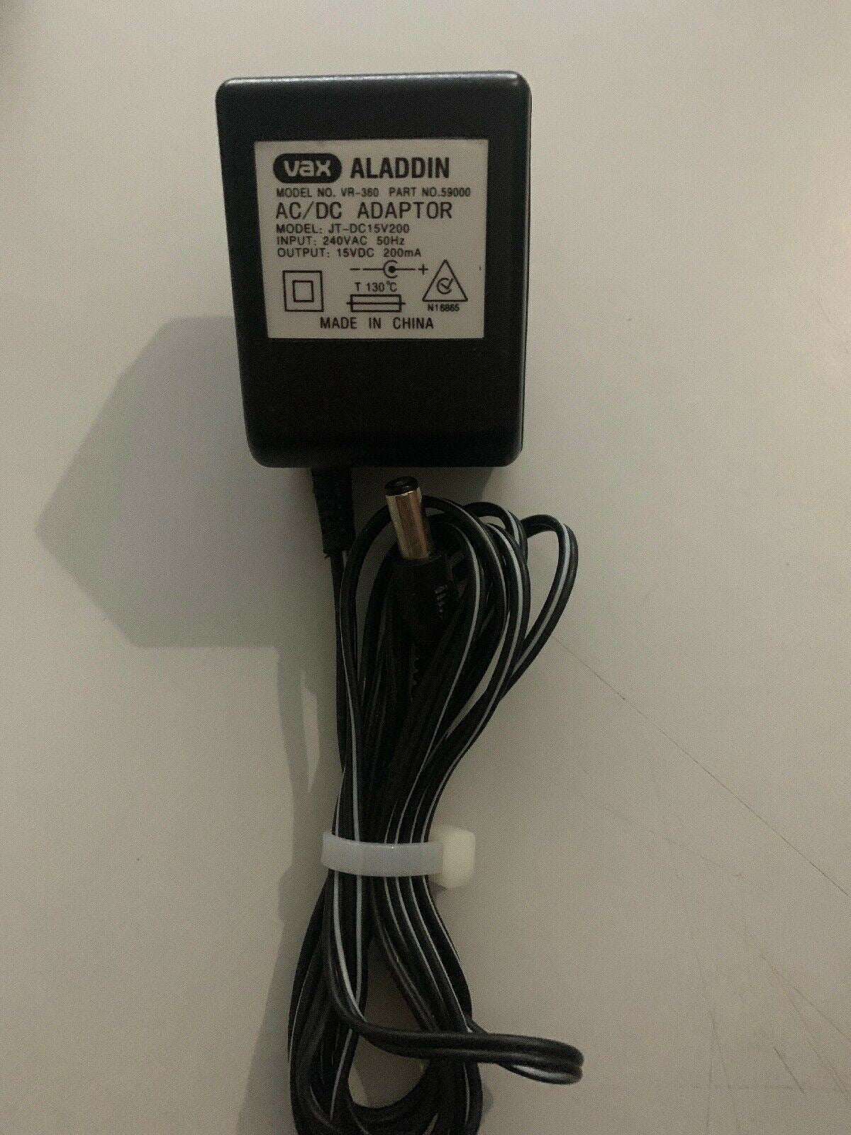 Genuine VAX Aladdin VR-360 JT-DC15V200 AC Adapter Part No 59000