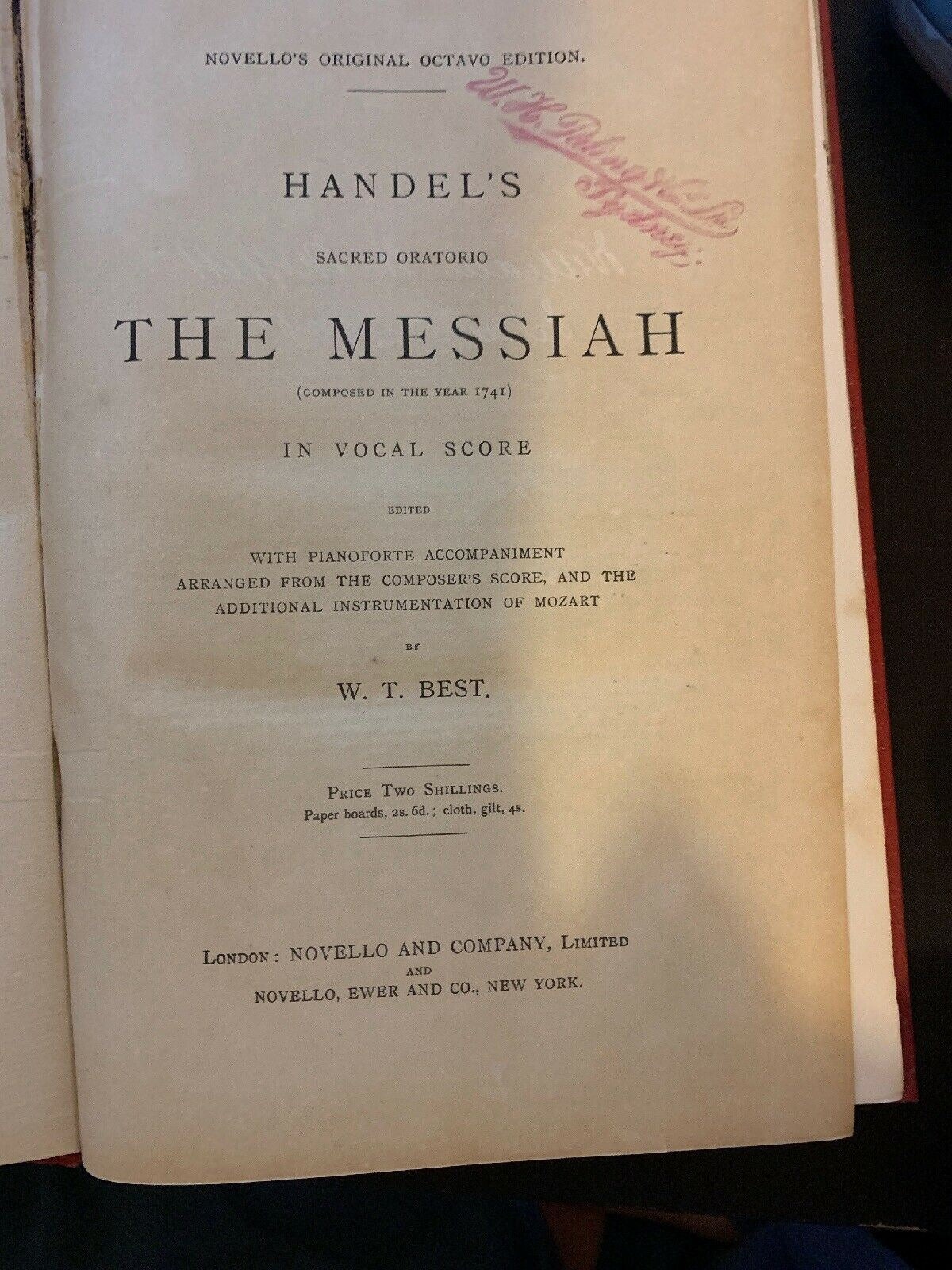 The Messiah Novello's Edition 1903 Hardback Edition