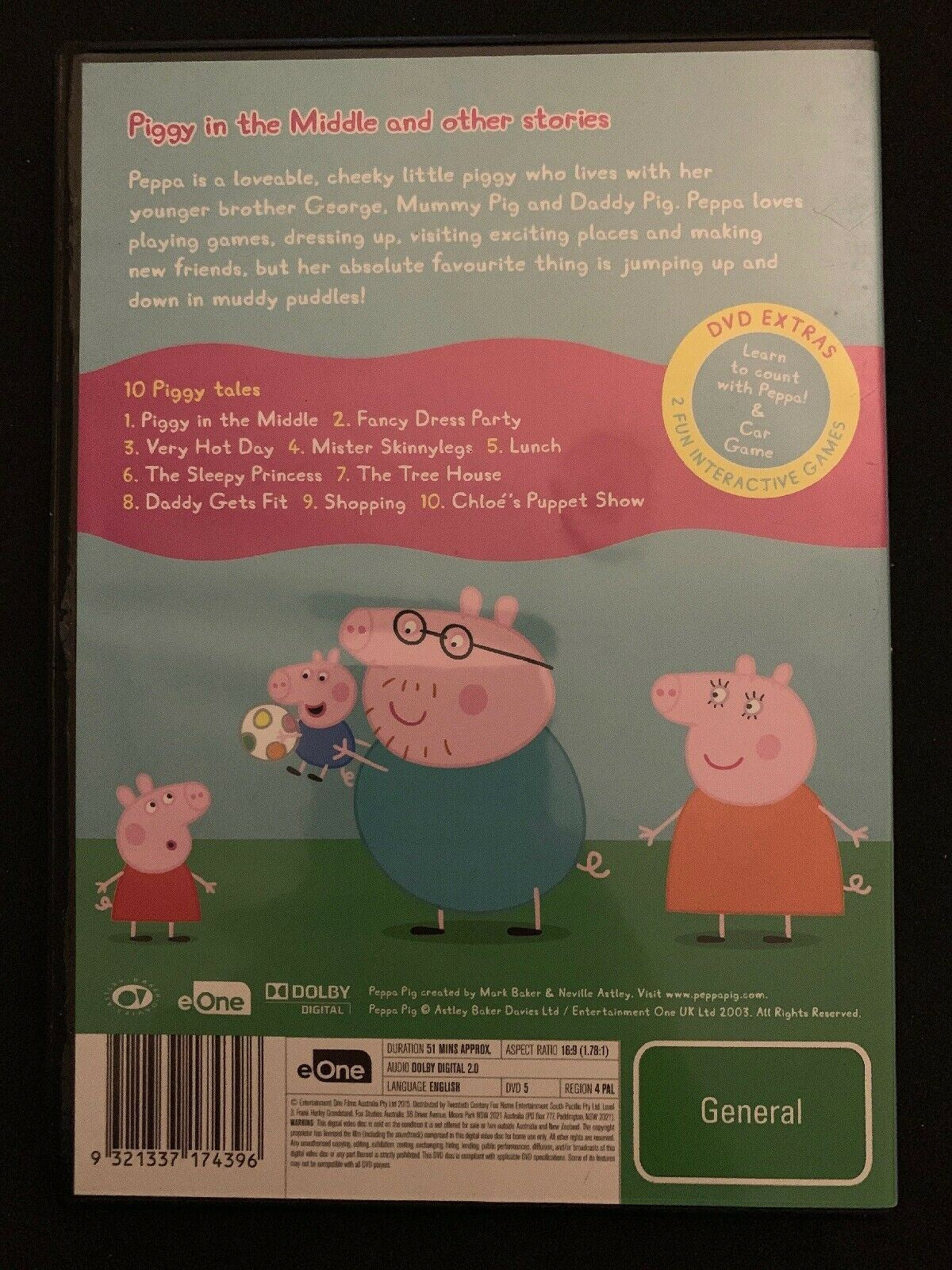Peppa Pig - Piggy In The Middle And Other Stories (DVD, Region 4) PAL Australia