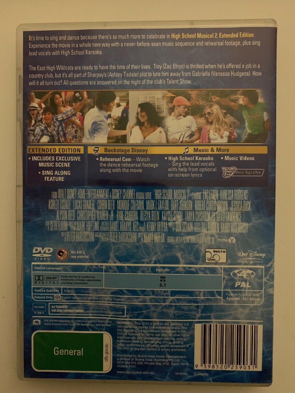 High School Musical 2 (DVD, 2007) Region 4 PAL Australia