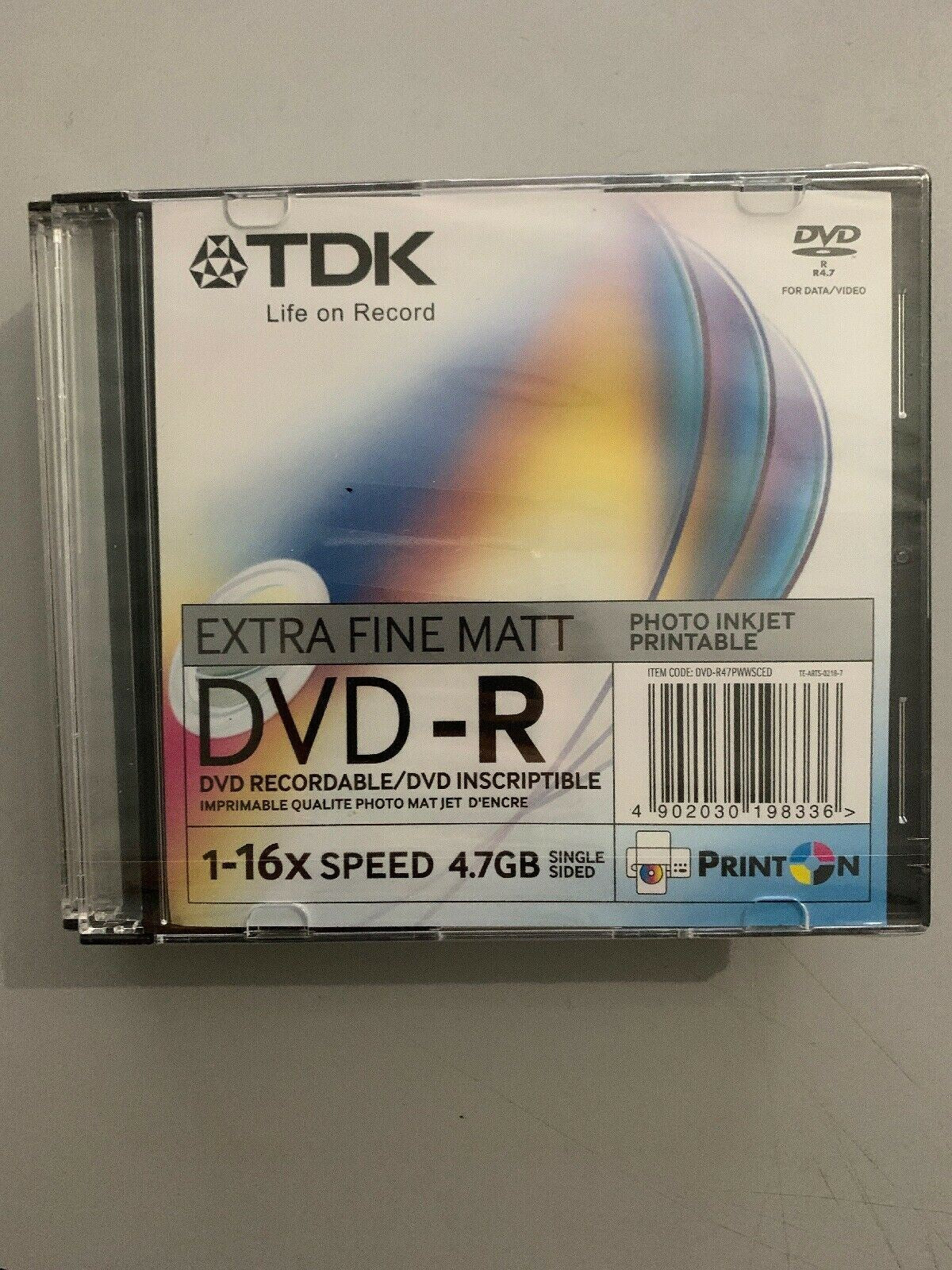 7X TDK DVD-R 1-16 Speed 4.7GB Single Sided New and Sealed (SlimCase)
