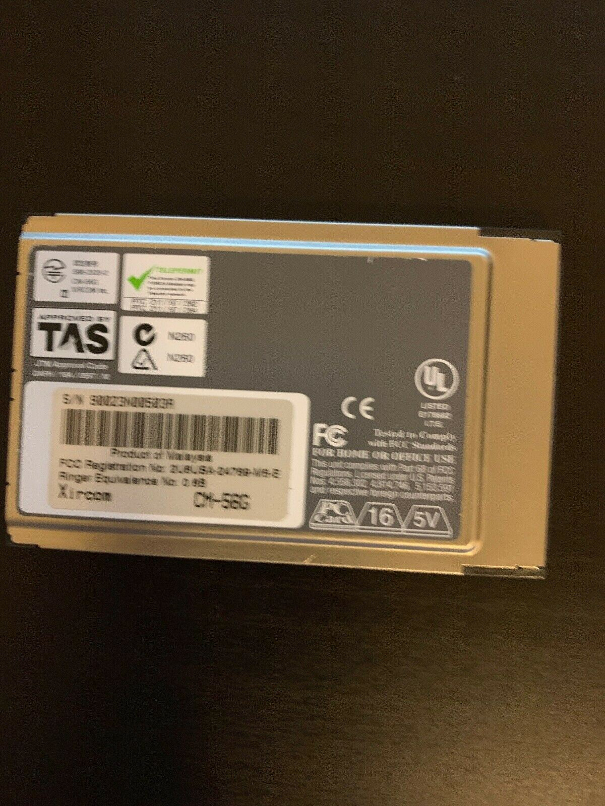Xircom Credit Card Laptop Modem 56k PCMCIA