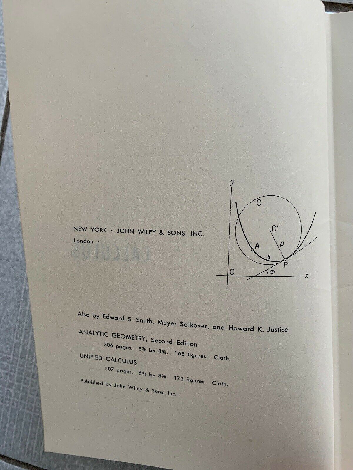 Calculus 2nd Edition (1962) Hardcover Smith, Salkover, Justice