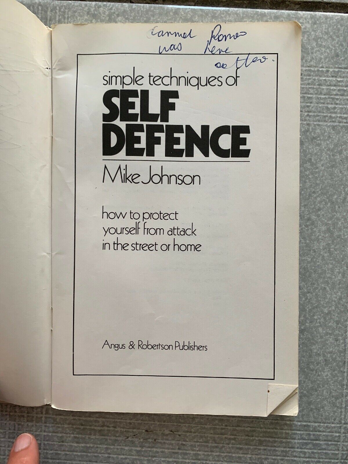 Simple Techniques Of Self Defence Mike Johnson How To Protect Yourself 1977