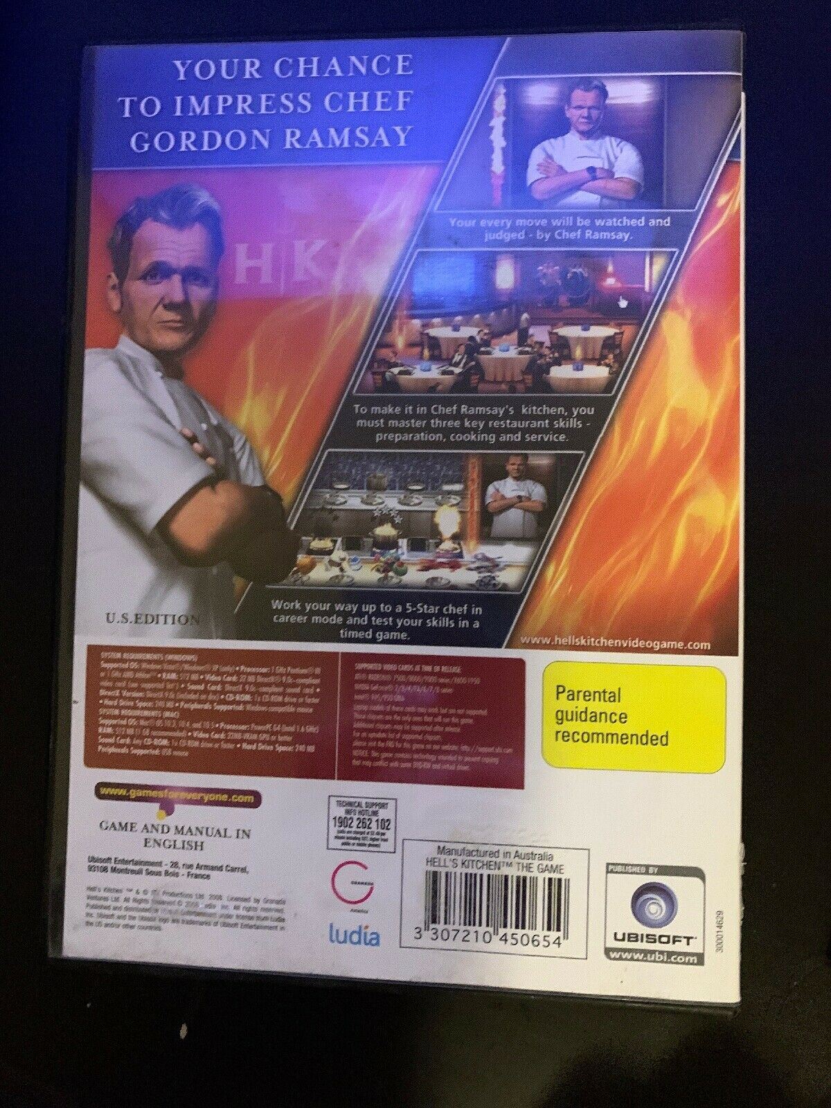 Hell's Kitchen The Game Gordon Ramsay US Edition PC MAC CDROM (2008) With Manual