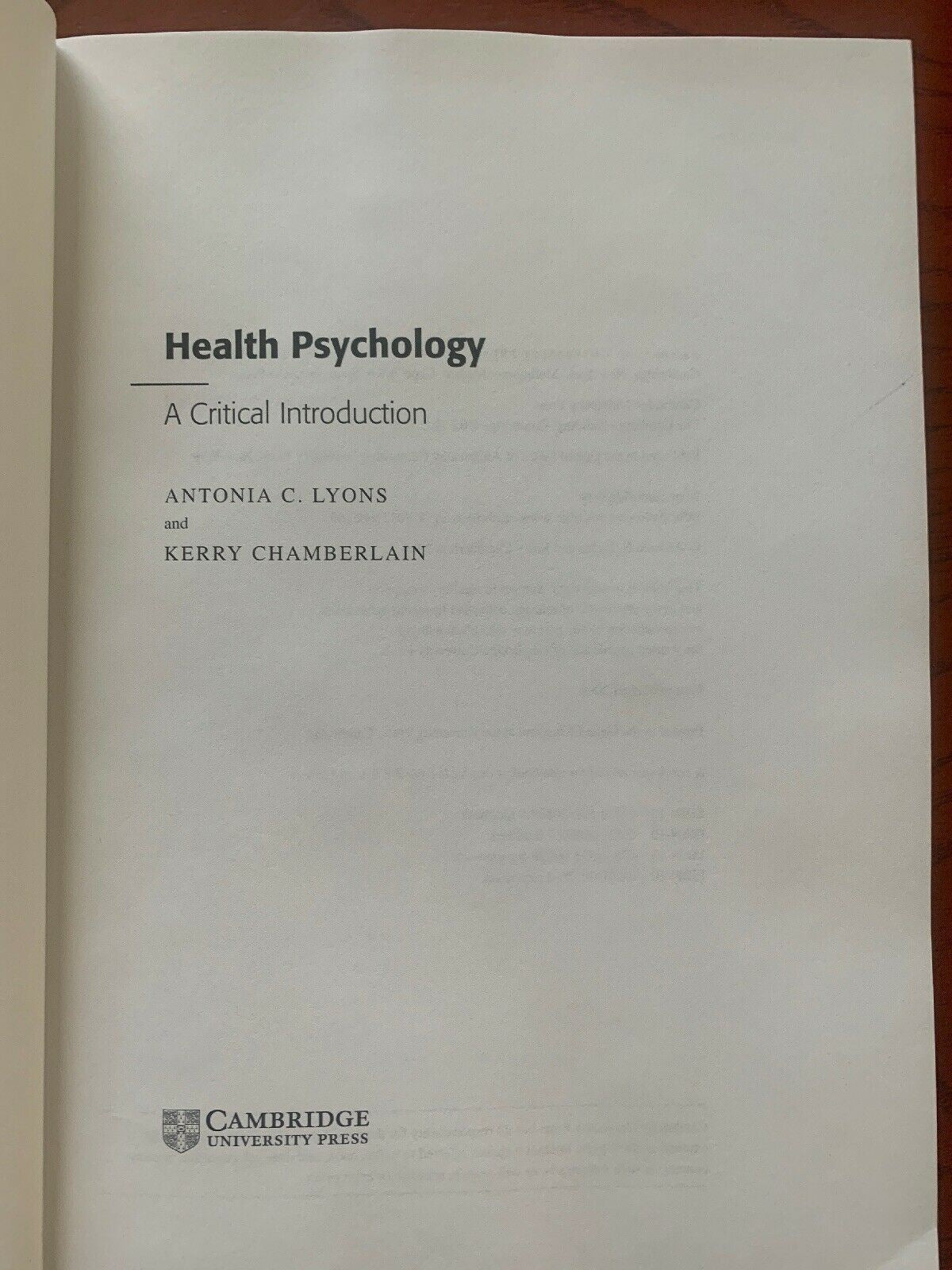 Health Psychology: A Critical Introduction by Antonia C. Lyons, Kerry...