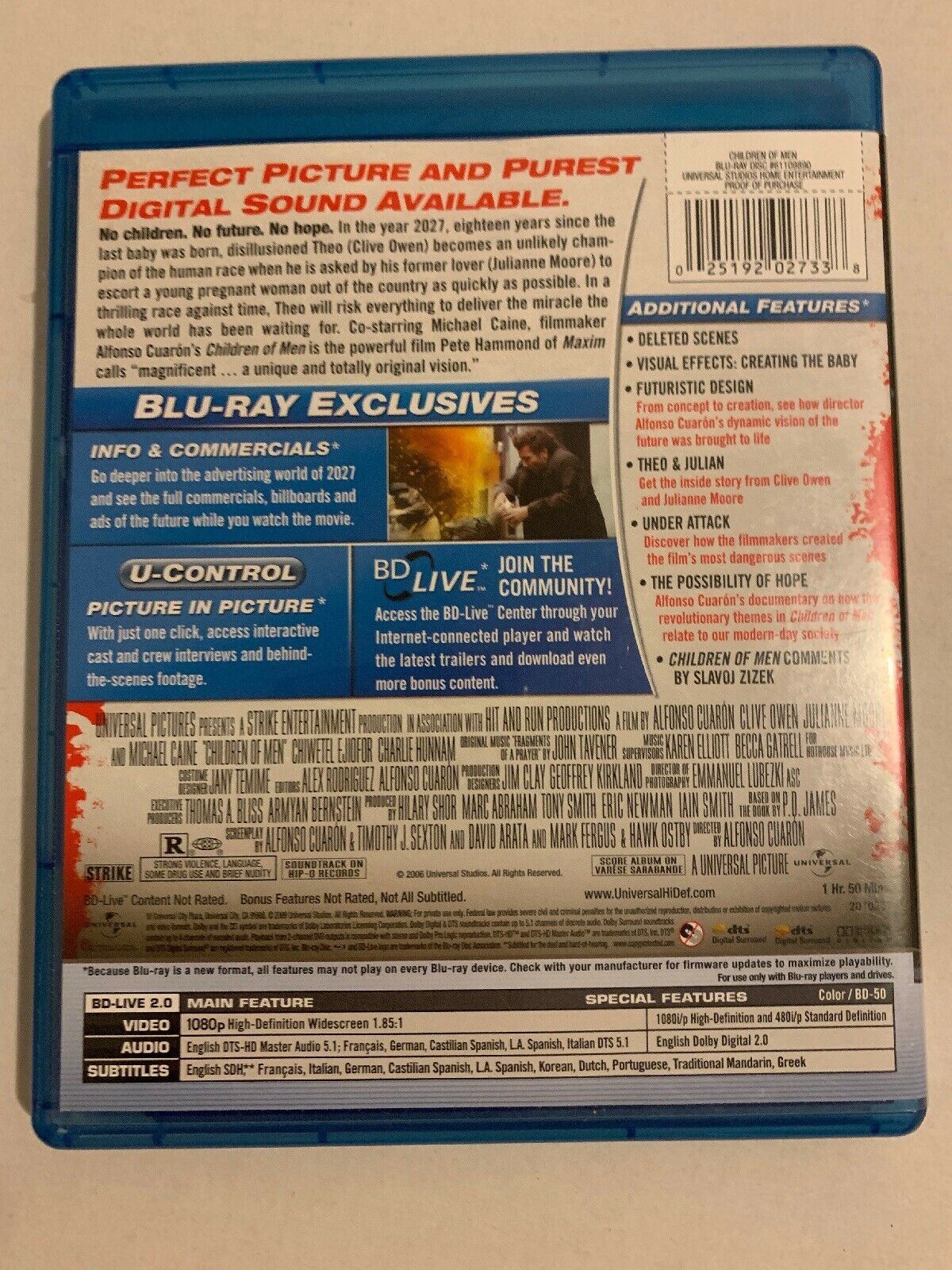Children of Men (BLU-RAY Movie) Region A USA Import. Clive Owen, Julianne Moore