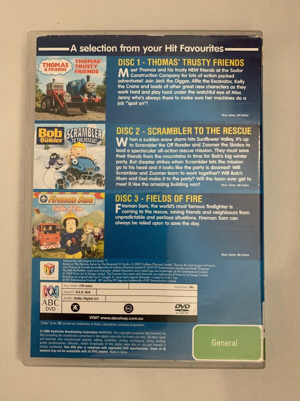 ABC Favourites Collection 3-DVDs Thomas & Friends, Fireman Sam, Bob The Builder