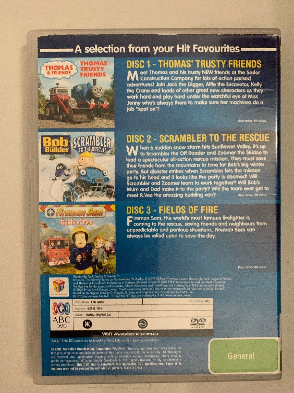 ABC Favourites Collection 3-DVDs Thomas & Friends, Fireman Sam, Bob The Builder