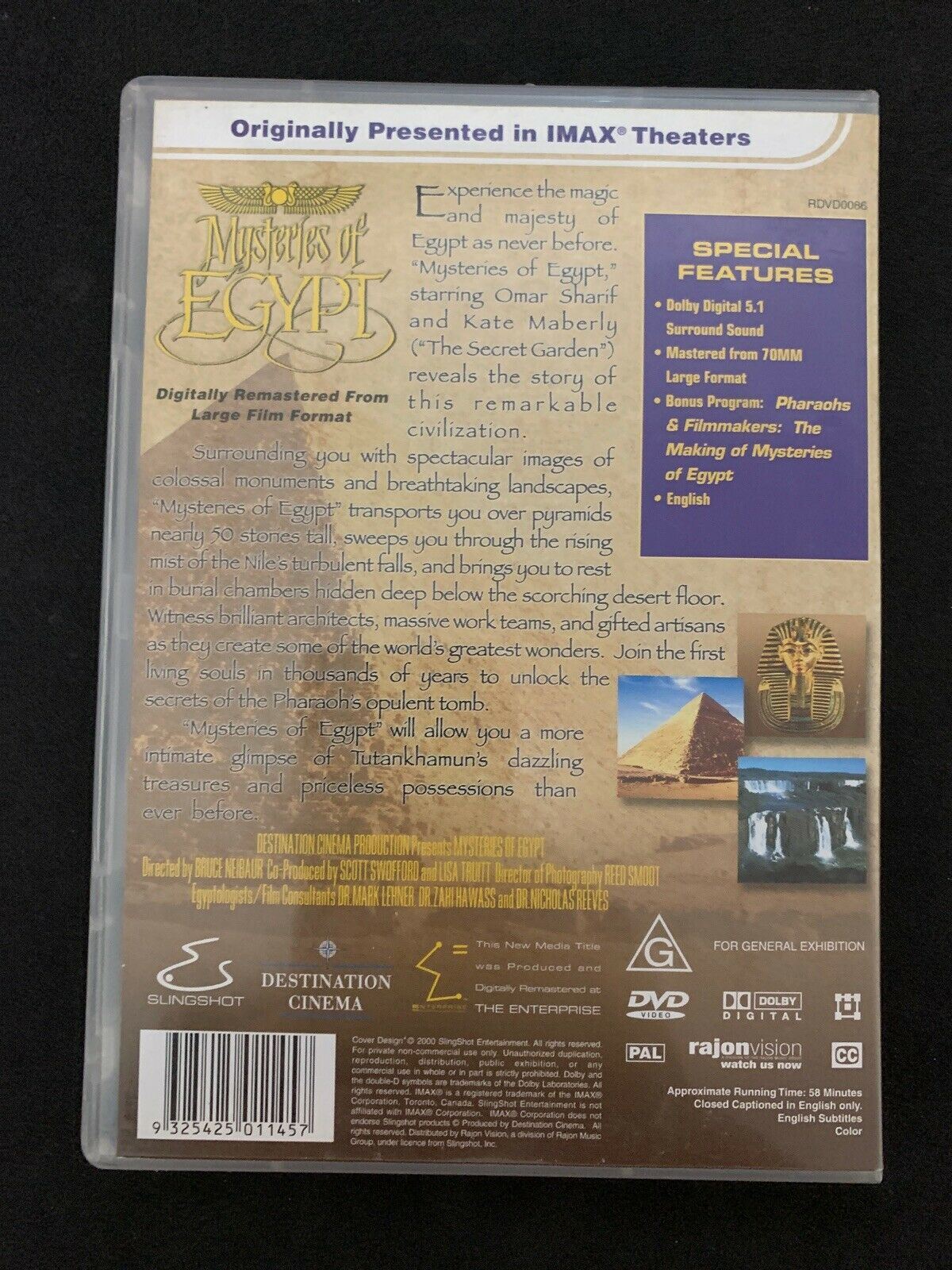 MYSTERIES OF EGYPT (IMAX Film / Movie) DVD Omar Shariff