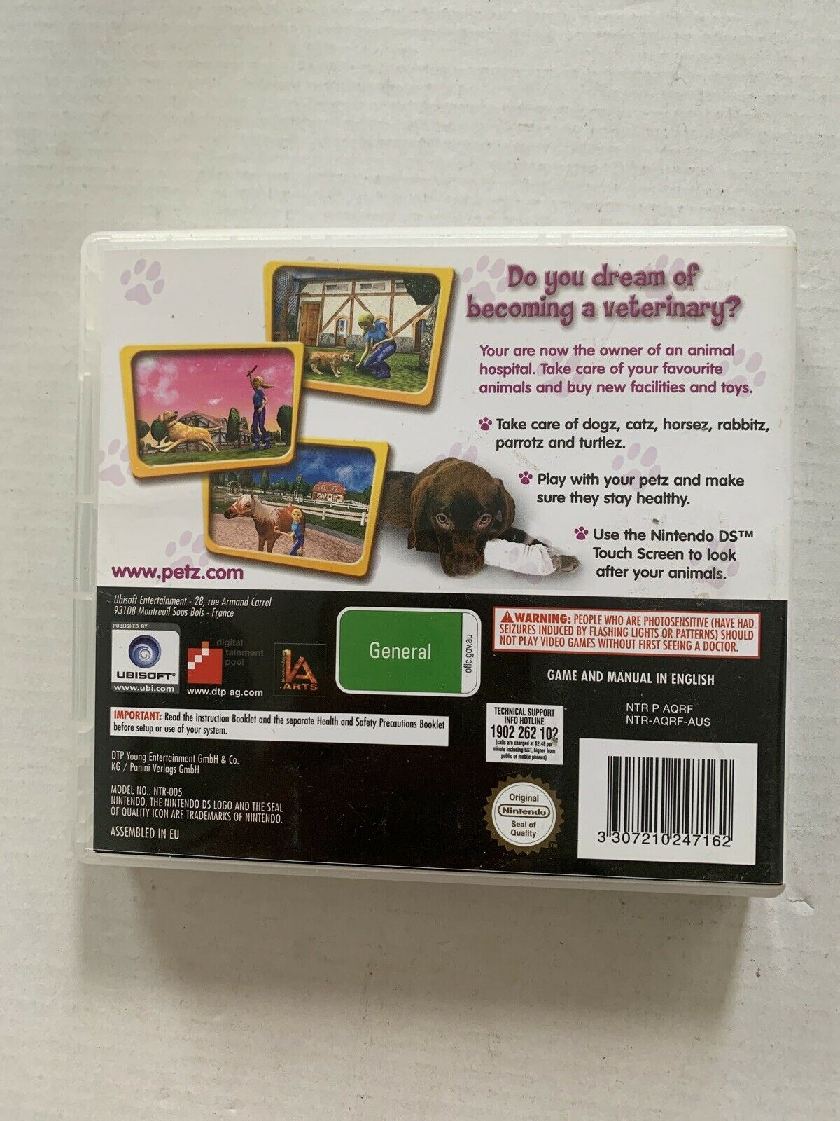 Petz Vet: My Pet Hotel - Nintendo DS Game Complete With Manual