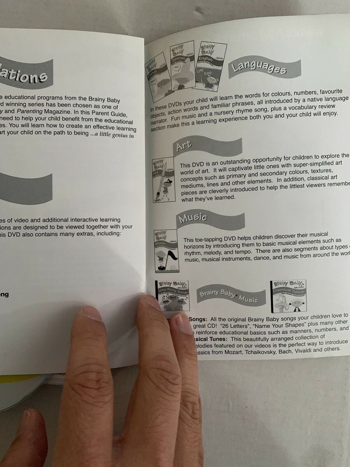 Brainy Baby Left Brain (DVD, 2003) Age 6month-3ys With Parent Guide. Region 4