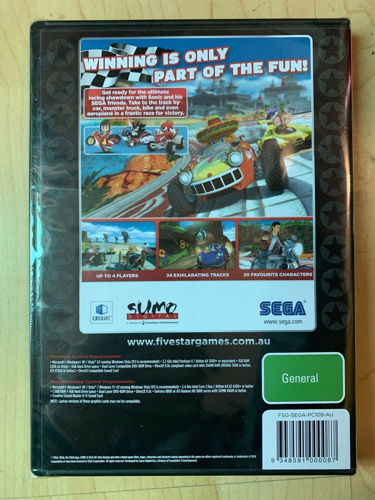 *New Sealed* Sonic & Sega All-Stars Racing - PC DVD-ROM Windows Game