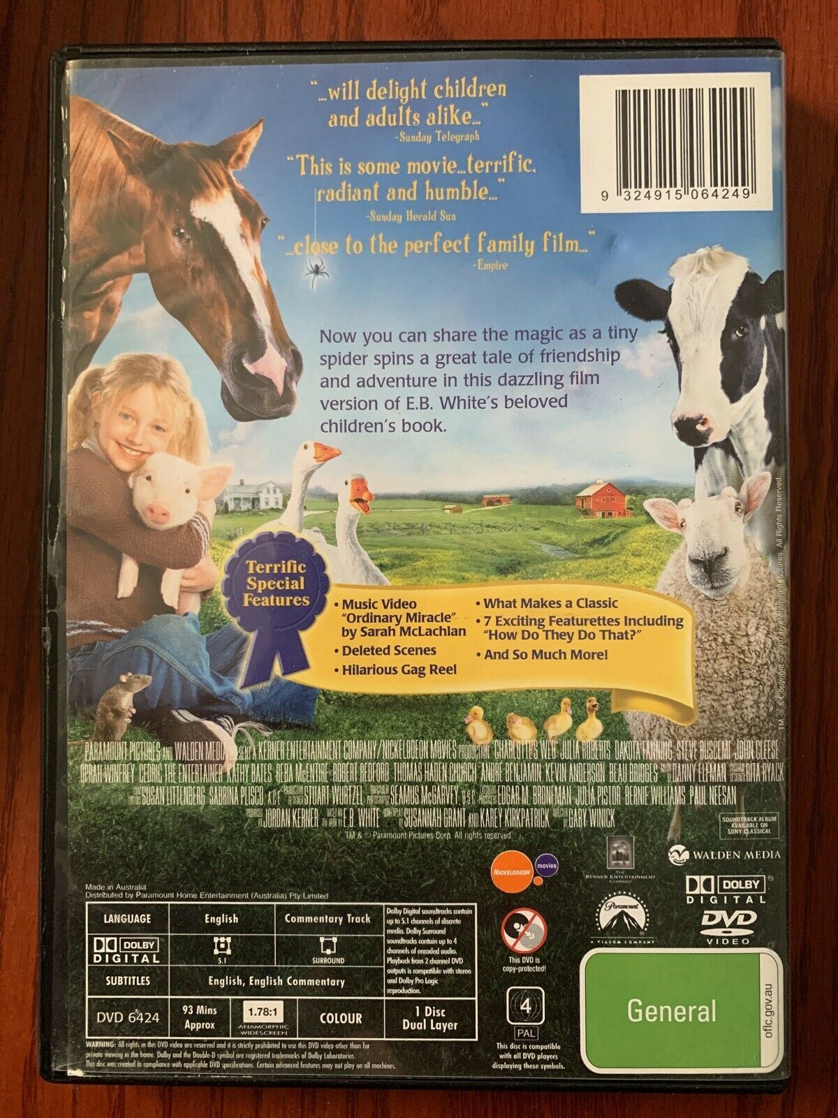 Charlotte's Web (DVD, 2006) Dakota Fanning, Julia Roberts, Oprah Winfrey Region4