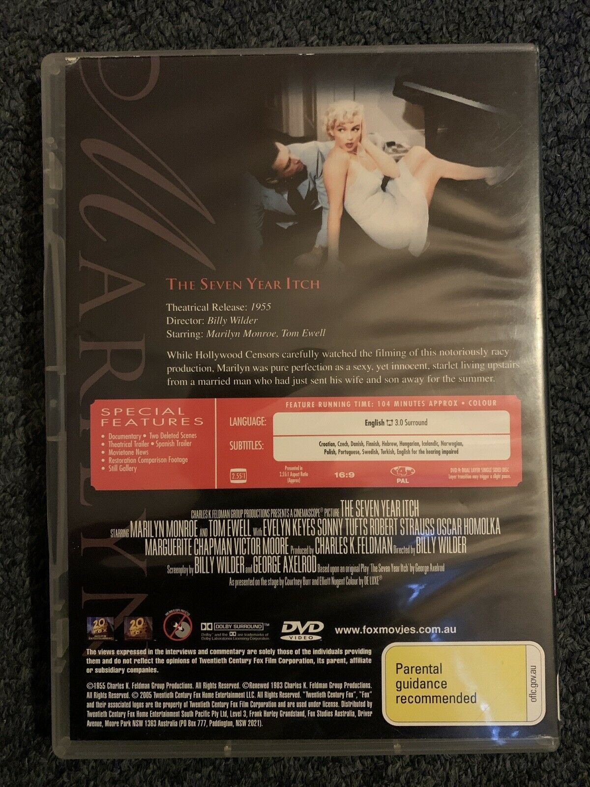 The Seven Year Itch (DVD, 1955) Marilyn Monroe, Tom Ewell - Region 4